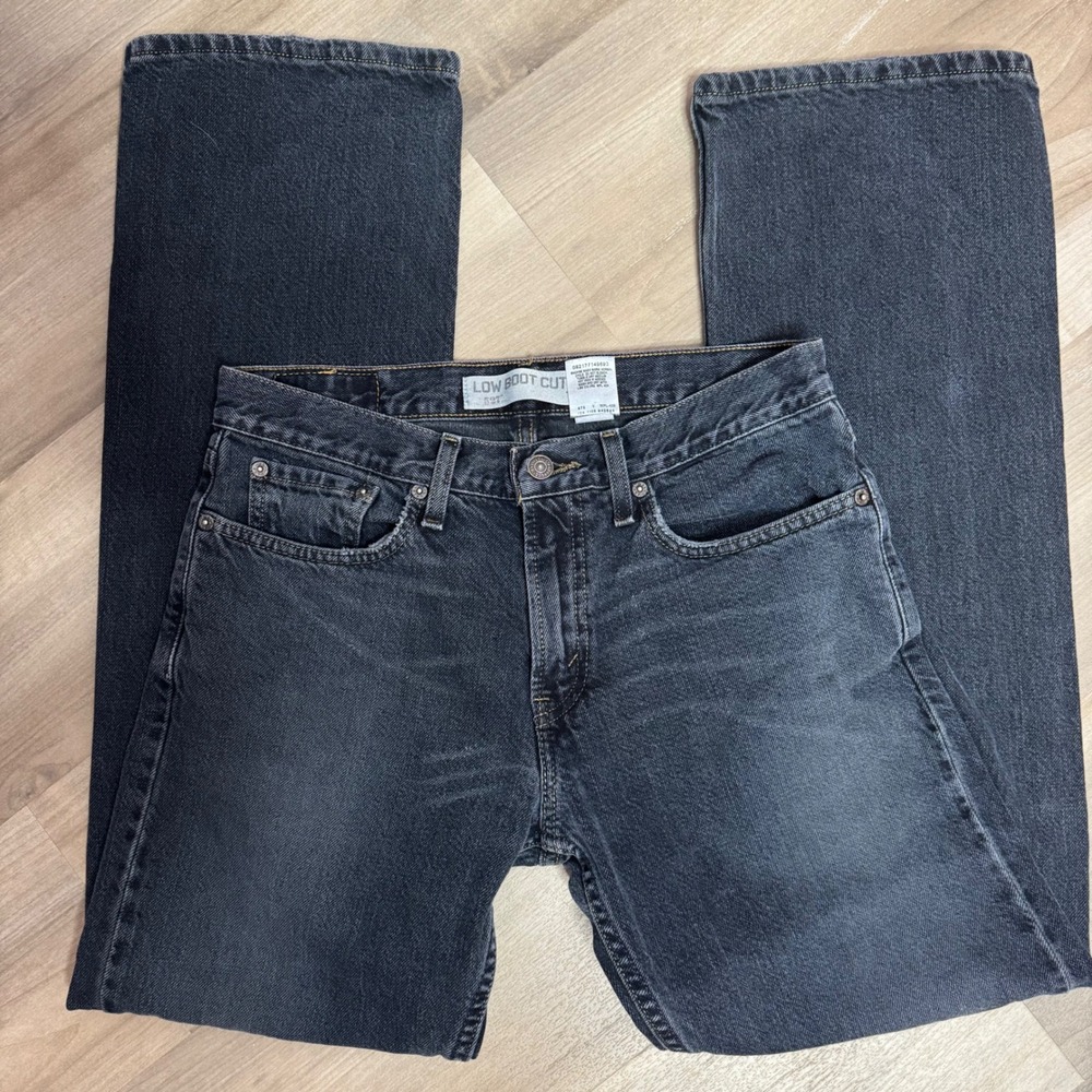 Levis 527 Mens Low Boot Cut Jeans 31x32 Light Black Faded Denim Pants